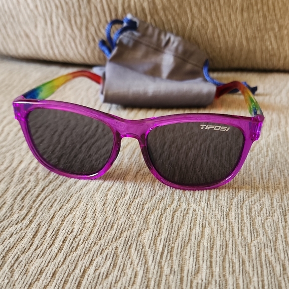 Tifosi Purple Sunglasses with Rainbow Arms - Picture 1 of 7